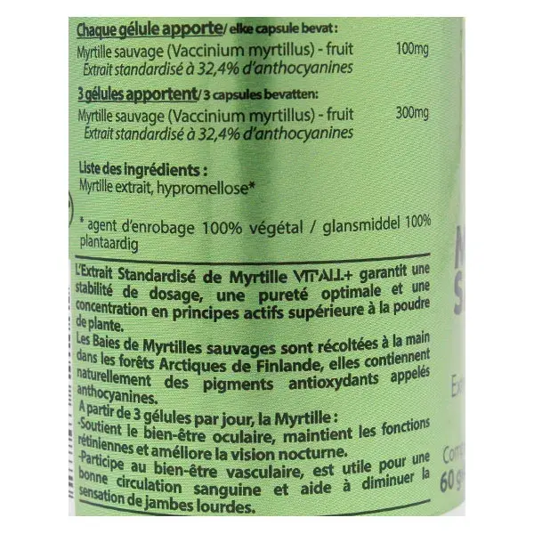 Vit'all+ Myrtille Sauvage 100mg 60 gélules végétales