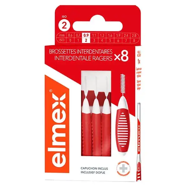 Elmex - Brossettes interdentaires Taille 2 - 0,9mm - Pack de 8 brossettes