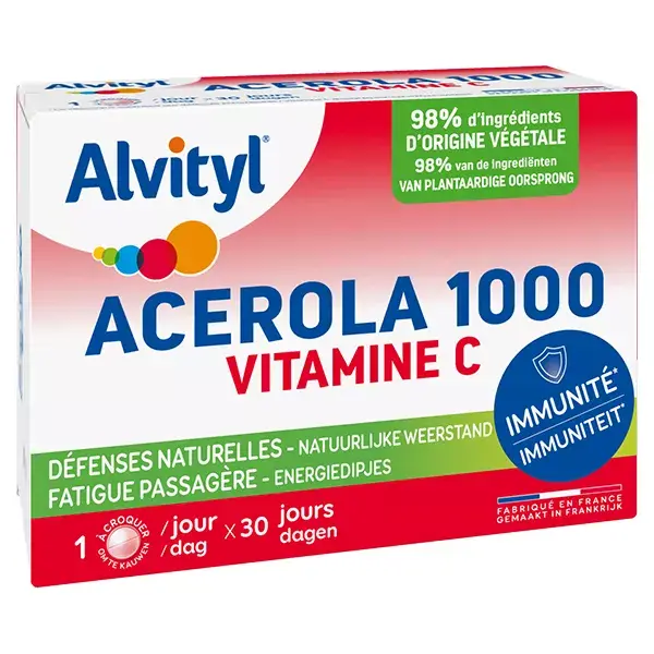 Alvityl Acerola 1000 à croquer Vitamine C dès 12 ans 2x30 comprimés