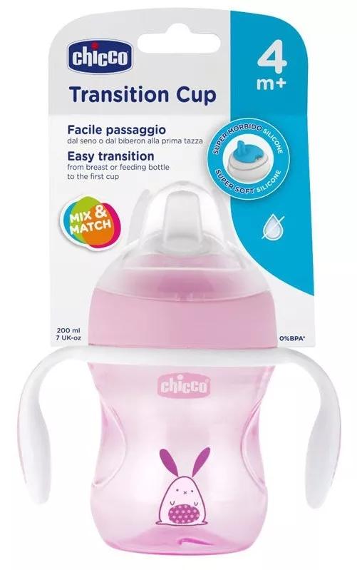 Overgangsglas Chicco Rosa + 4m 200ml