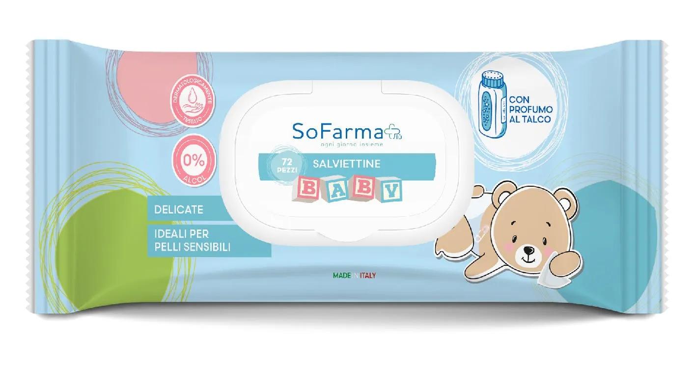 Sofarmapiù Salviettine Baby Al Talco 72 Pezzi