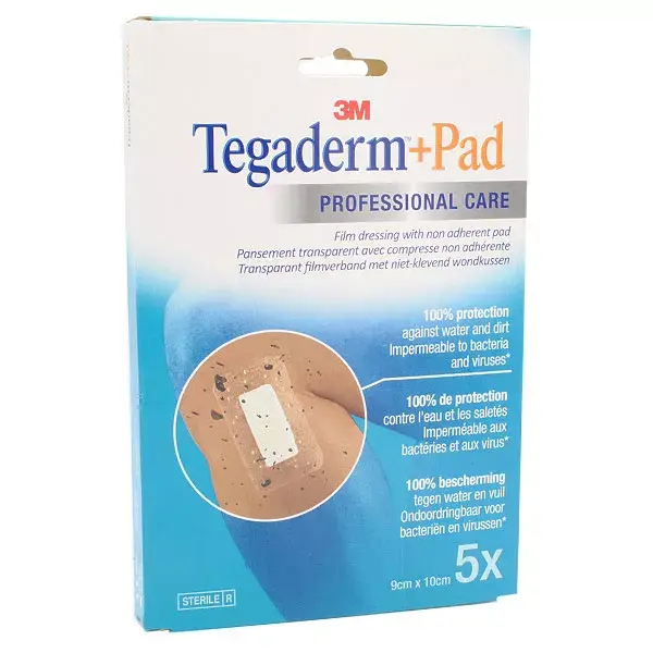 3M Tegaderm + Pad Pansement Transparent Stérile 9cm x 10cm 5 unités