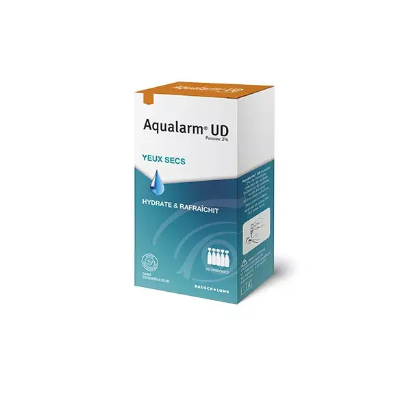 Bausch & Lomb Aqualarm Unidose Povidone 2% pour Yeux Secs et Inconforts 30 x 0,6ml