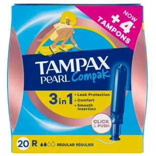 Tampax Pearl Compak Regular Tampons with Applicator 20 ct