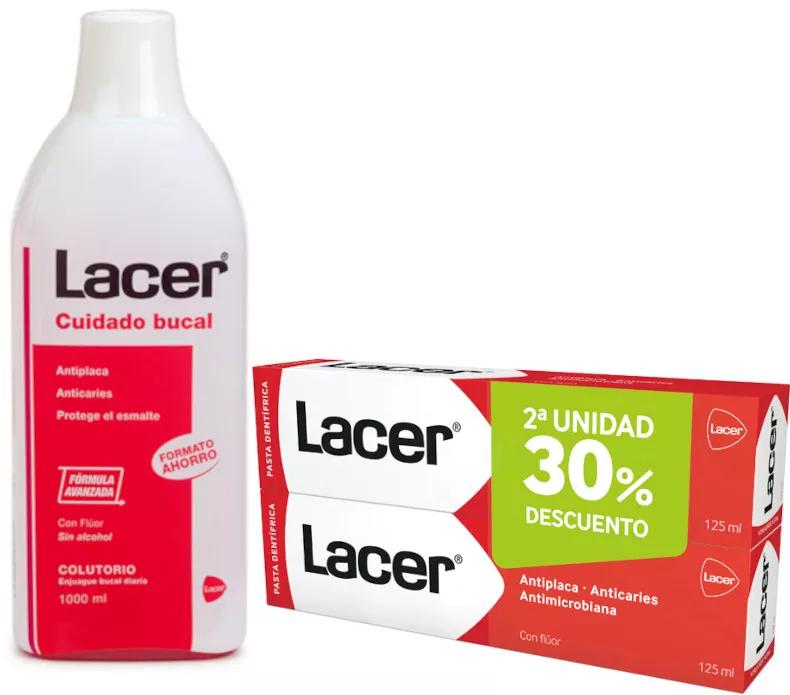 Lacer Zahnpasta 2x125 ml + Lacer Mundwasser 1000 ml