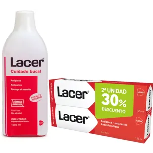 Lacer Toothpaste 2x125 ml + Lacer Mouthwash 1000 ml