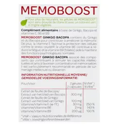 Arkopharma Memoboost Ginkgo Et Bacopa & Vitamines E et B 30 gélules