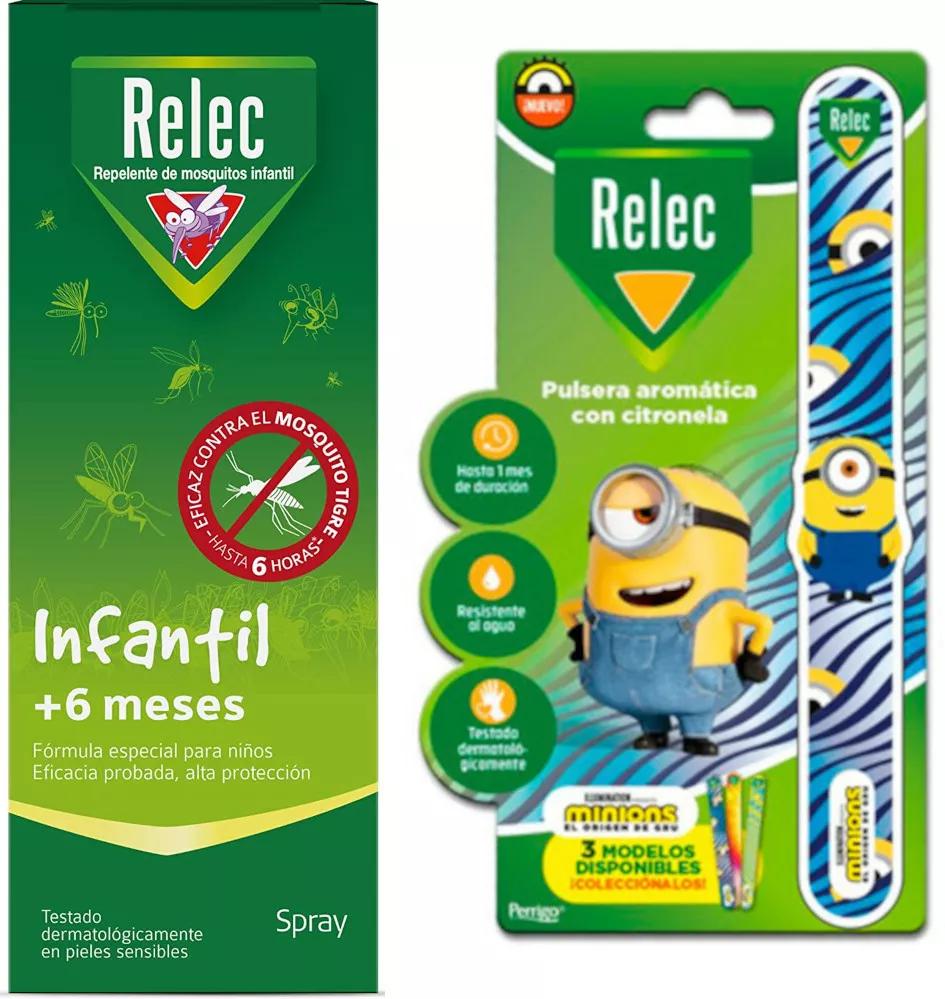 Relec Antimosquitos Infantil + 6 meses 100ml + Pulsera Niños Minions Azul