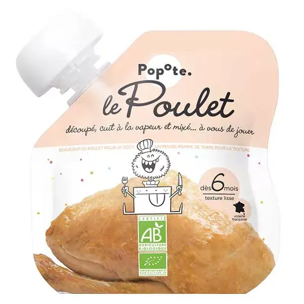 Popote Les Viandes Gourde Poulet +6m Bio 60g