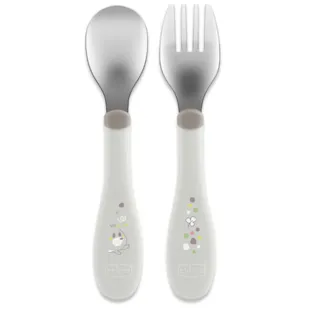 Chicco Stainless Steel Cutlery Set Grey +18m