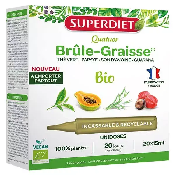 Superdiet Quatuor Brule-Graisse Bio 20 unidoses