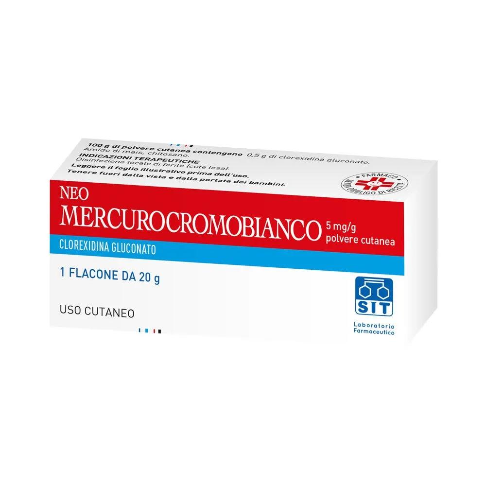 Neomercurocromo Bianco Polvere 5 mg/g Clorexidina gluconato Disinfettante 20 g