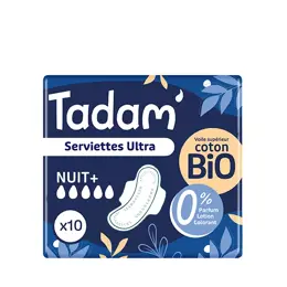 Tadam' Hygiène Féminine Serviette Dermo-Sensitive Ultra Nuit 10 unités