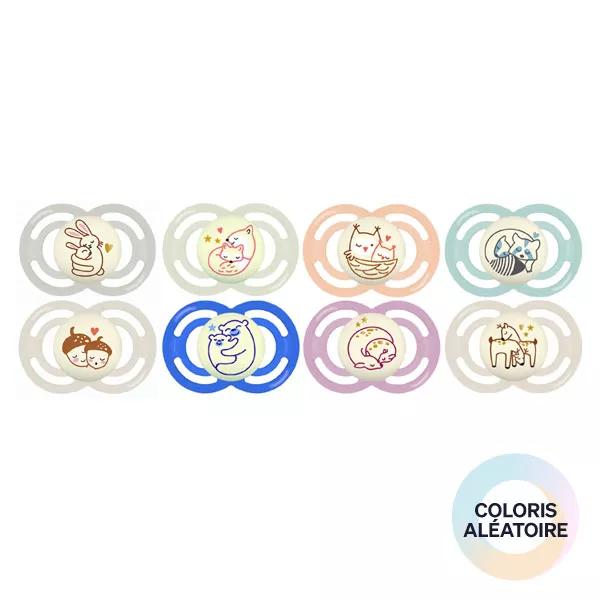 Chupete de silicona MAM Perfect Night +6m Pack de 2 + Caja de esterilización