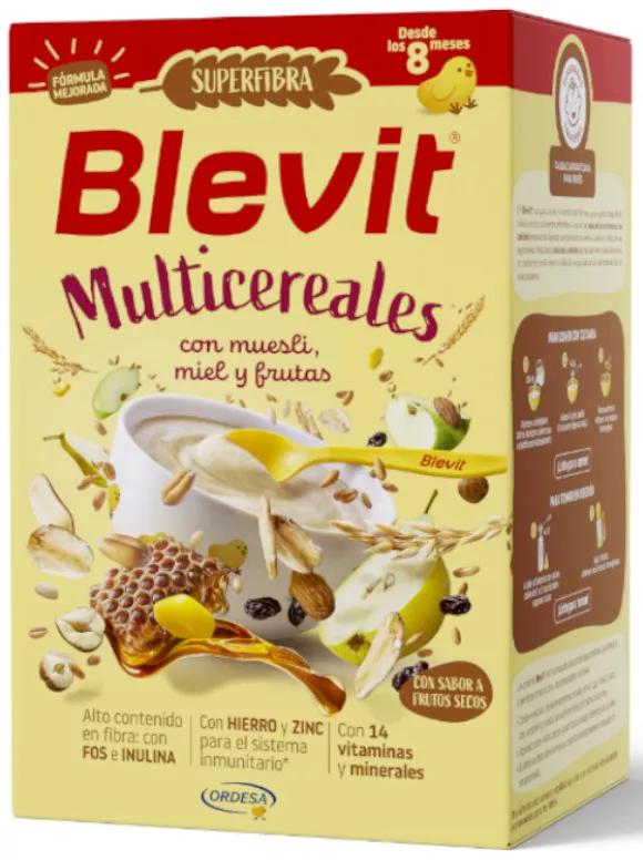 Blevit Superfiber Meergranenpap Muesli Honing en Fruit +8m 500 gr