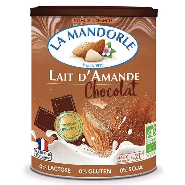 La Mandorle Boisson Instantanée en Poudre Lait d'Amande Chocolat Bio 400g