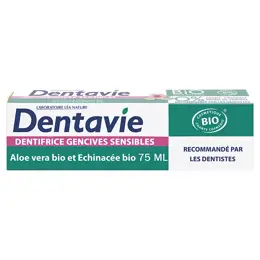 Dentavie Dentifrice Gencives Sensibles à l'Aloe Vera et Extrait d'Echinacées Bio 75ml