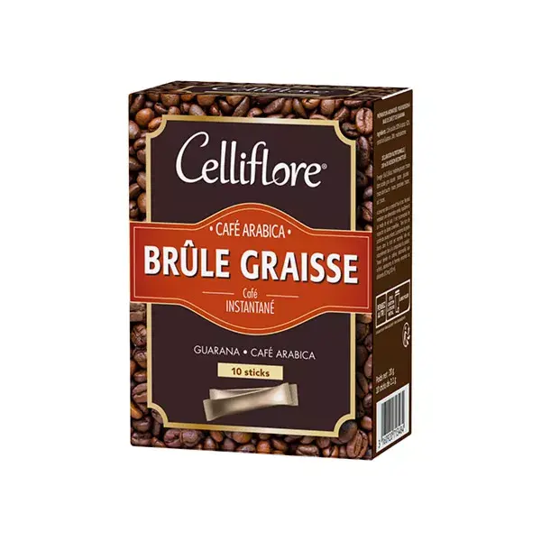 Celliflore Café Instantané Arabica Brûle Graisse 10 Sticks