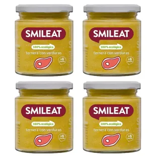 Smileat Frasco de Carne com Legumes +6m 100% Orgânico 4x230 gr