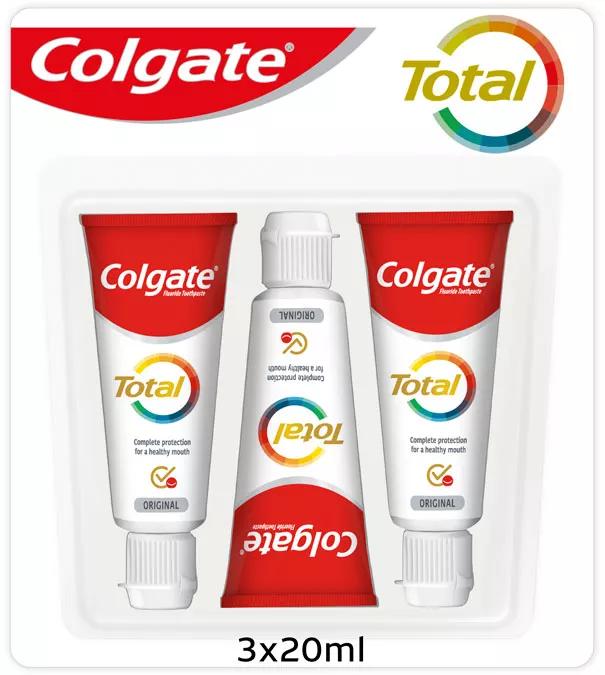 Colgate Total Original 3 Embalagens de Viagem Pasta de Dentes 3x20 ml