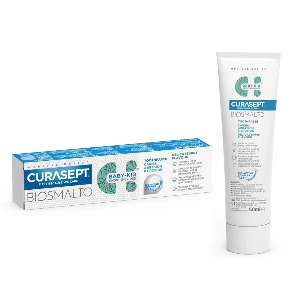 Curasept Biosmalto Baby-Kid Dentifricio Gusto Menta 50 ml