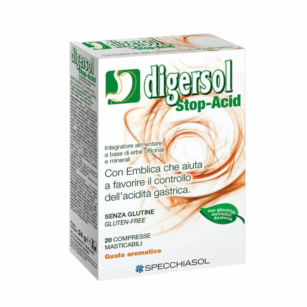 Specchiasol Digersol Stop-Acid Integratore per Acidità Gastrica 20 compresse masticabili