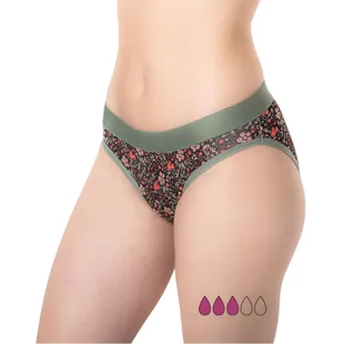 Farma Inca Menstrual Panties Teen Medium Absorption Black and Khaki Flowers Size XL
