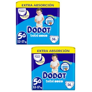 Dodot Fraldas Dry Baby T5+ (12-17 Kg) 2x56 unidades