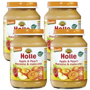Holle Bio-Organic Baby Food Apple and Peach +4m 4x190 gr