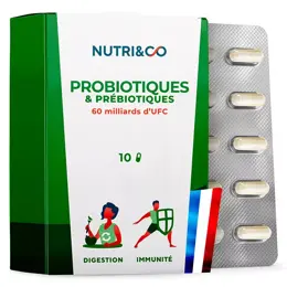 Nutri&Co Probio Pré et Probiotiques pour Flore Intestinale 10 gélules