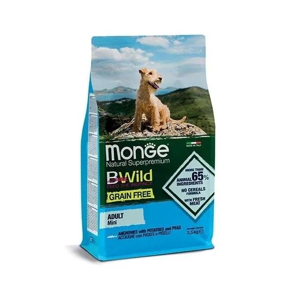 Monge B Wild Grain Free Acciughe Patate Piselli Cibo Secco Per Cani Adulti Taglia Piccola Sacco 2,5Kg