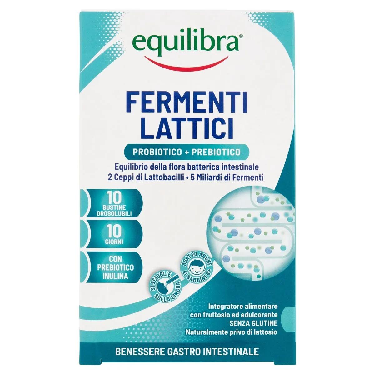 Equilibra Fermenti Lattici Integratore di Probiotico e Prebiotici 10 Bustine Orosolubili