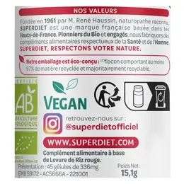 Superdiet Levure de Riz Rouge Bio 45 gélules