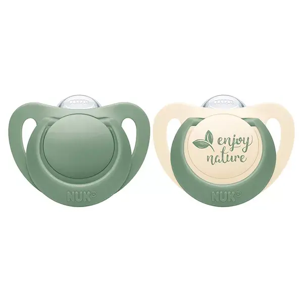 Nuk 2 Nuk For Nature Silicone Pacifiers 18-36m Eucalyptus