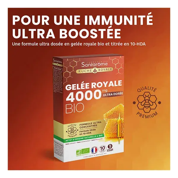 Santarome Ruche Royale Gelée Royale 4000 MG Bio Immunité 10 ampoules