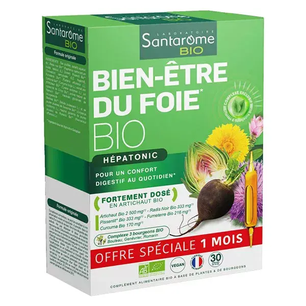 Santarome Bio - Bien-Etre du Foie - Aide à la digestion - 30 ampoules