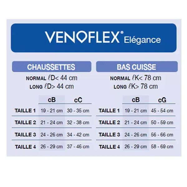 Venoflex Élégance Homme Bas Auto-Fixants Classe 2 Long Taille 4 Noir