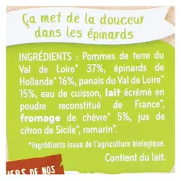 Babybio Repas Soir Bol Pomme de Terre Epinard Chèvre +8m Bio 2 x 200g