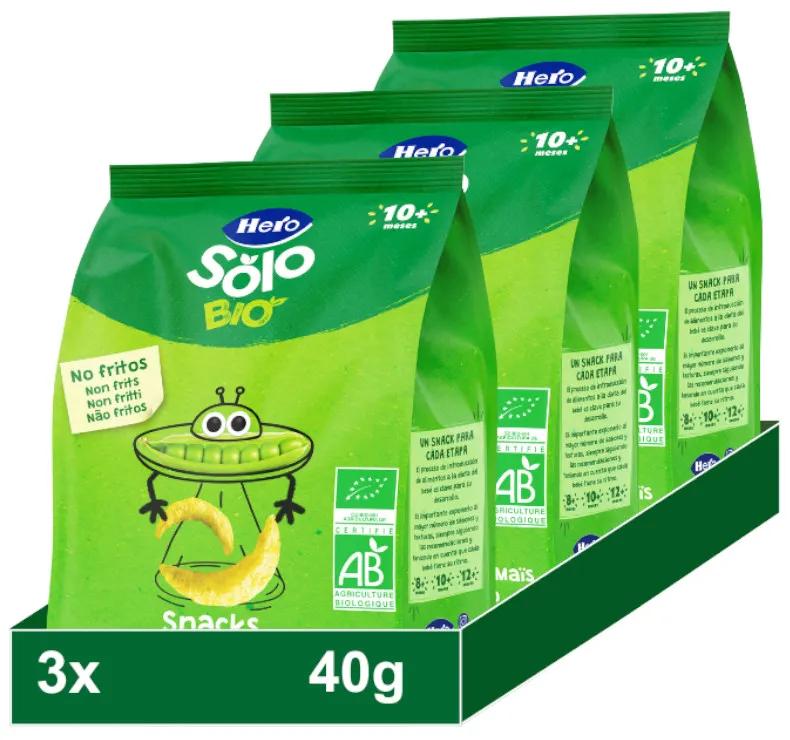 Hero Solo Biologische Snack Erwten en Maïs +10m 3x40 gr