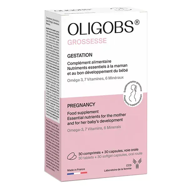 Hierro de embarazo - Omega 3 - Oligobs - magnesio - 30 tabletas de 30 cápsulas