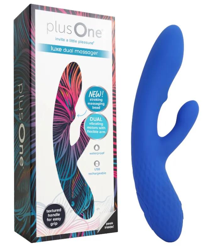 PlusOne Luxe Dual Massager Blue