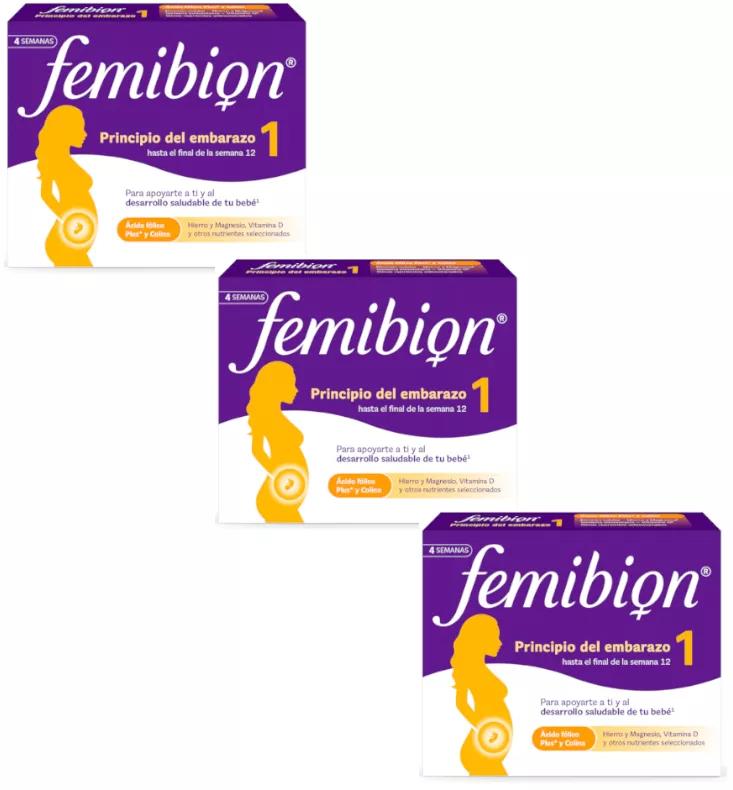 Femibion ​​​​1 eerste trimester van de zwangerschap, weken 1-12, foliumzuur plus en vitamines 3x28 tabletten