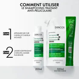 Vichy Dercos Shampooing Antipelliculaire DS Cheveux Gras 2x Écorecharge 500ml