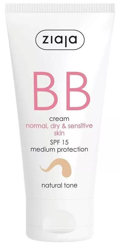 Ziaja BB Cream Pele Normal, Seca e sensível SPF15 Tom Natural 50ml