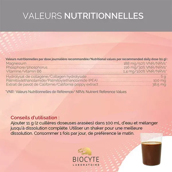 Biocyte Collagen Muscle Relax Hydrolysat de collagène Goût Cacao 220g