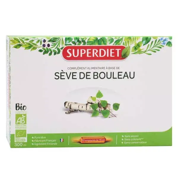 Superdiet Sève de Bouleau Bio 20 ampoules de 15ml