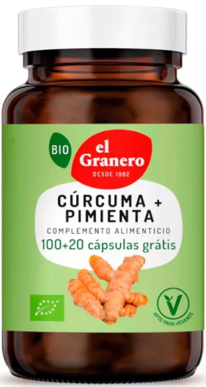 El Granero Integral Cúrcuma y Pimienta BIO 100+20 Cápsulas