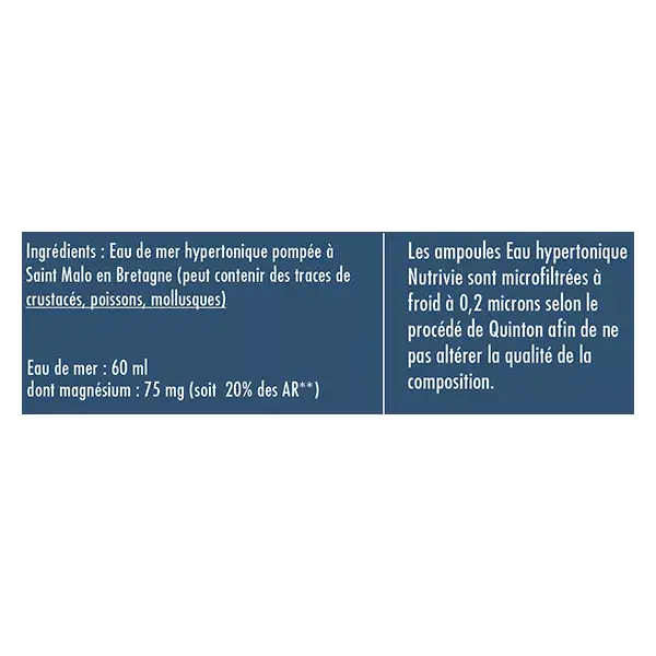 Nutrivie Eau Hypertonique Quinton Ampoules 10ml Pas cher