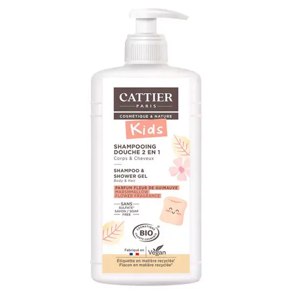 Cattier Kids 2 in 1 Shower Shampoo Organic Marshmallow Blossom 500ml