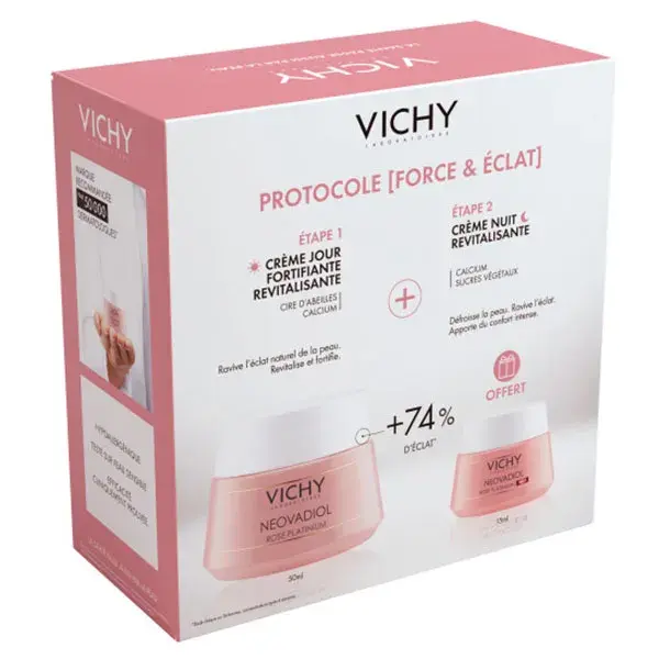 Vichy Neovadiol Rose Platinium Crema de Día Revitalizante Fortificante 50ml + Crema de Noche 15ml Estuche de Regalo